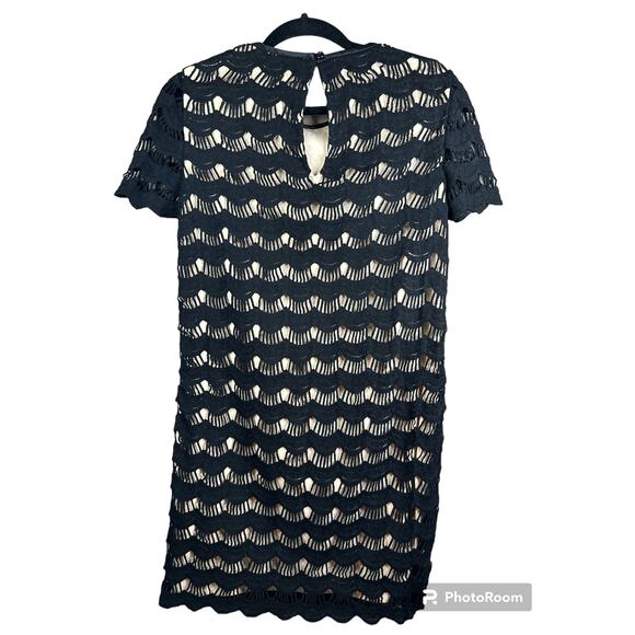 Kate Spade New York Black Beige Short Sleeve Keyhole Detail Sheath Dress Size 2 - Picture 2 of 7